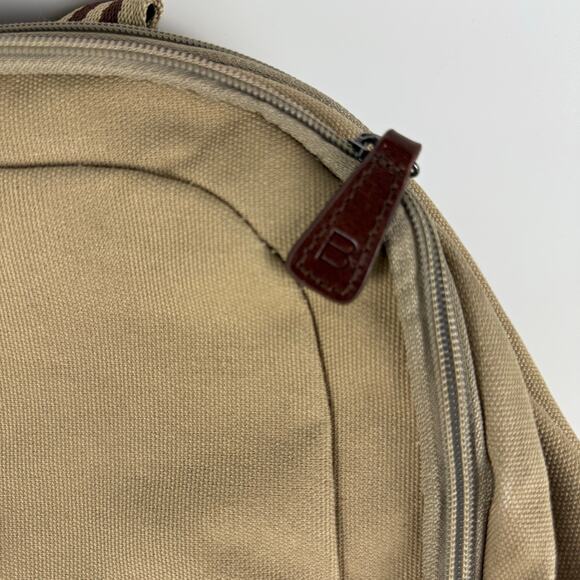 Baekgaard Teddy Zipper Backpack Beige Canvas Italian Leather Accents Laptop Bag - Picture 4 of 8
